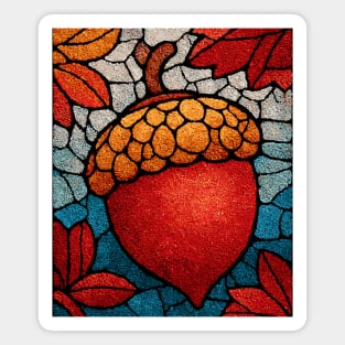 Stained Glass Acorn Heart | Thanksgiving Vibes Magnet